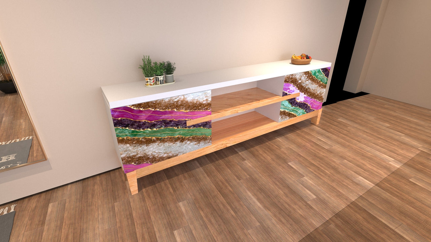 Wooden TV Console – Modern Resin & Wood Entertainment Unit | Fankaarlok