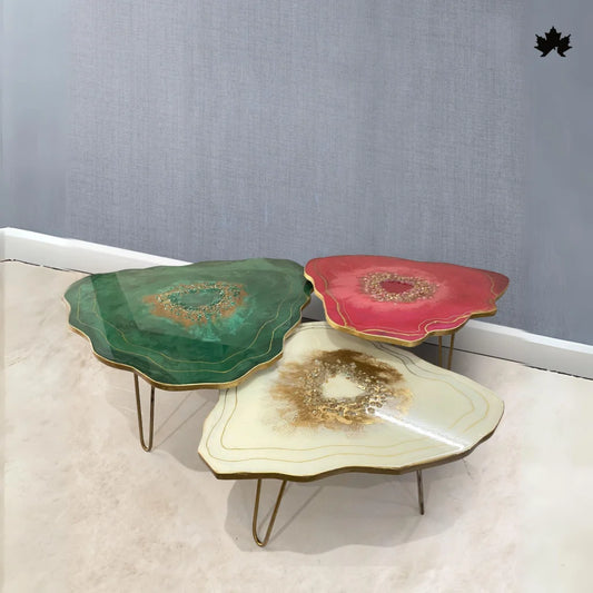 Nesting Coffee Table Set – Luxury Geode Epoxy Tables for Living Room | Fankaarlok