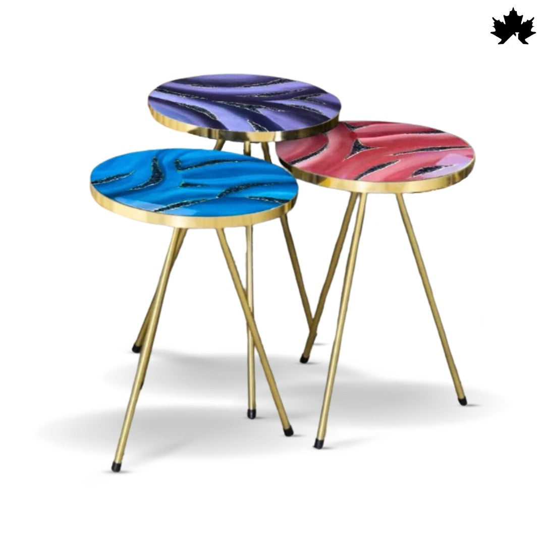 Side Tables for Living Room – Modern Epoxy Nesting Table Set | Fankaarlok