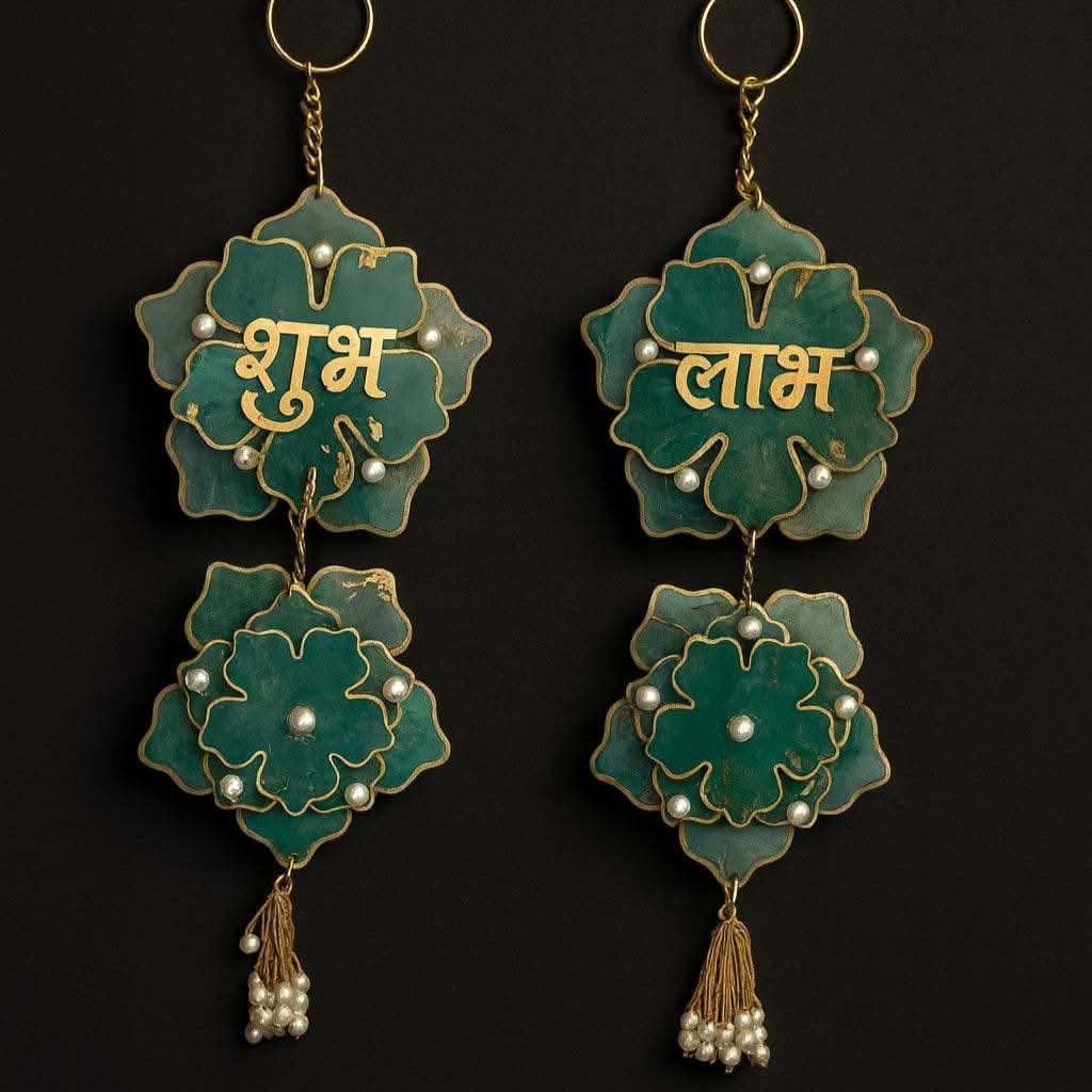 Handmade Shubh Labh for Main Door with Golden & Pearl Detailing | Fankaarlok - Fankaarlok