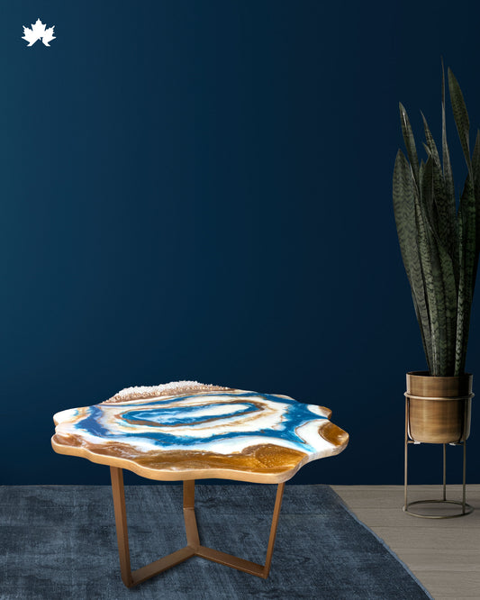 Abstract Center Table in Zirakpur – Blue Geode Epoxy Art Table | Fankaarlok