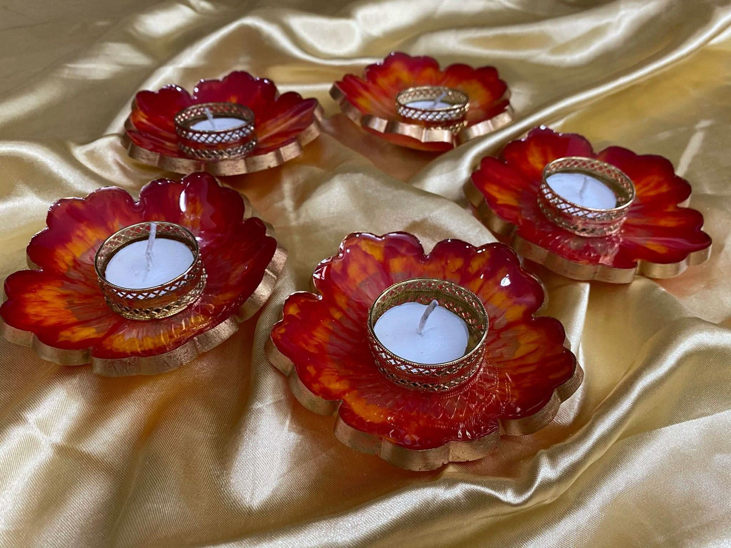 Sunset Bloom - Handcrafted Resin Tealight Holders | Fankaarlok