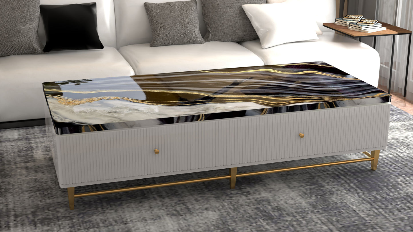 Aurora Luxe – High End Center Table with Storage & Resin Art Top | Fankaarlok