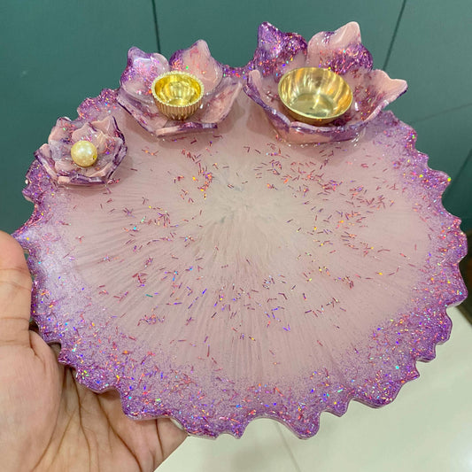 Lavender Radiance Shagun Pooja Thali with Lotus Bowls | Fankaarlok - Fankaarlok
