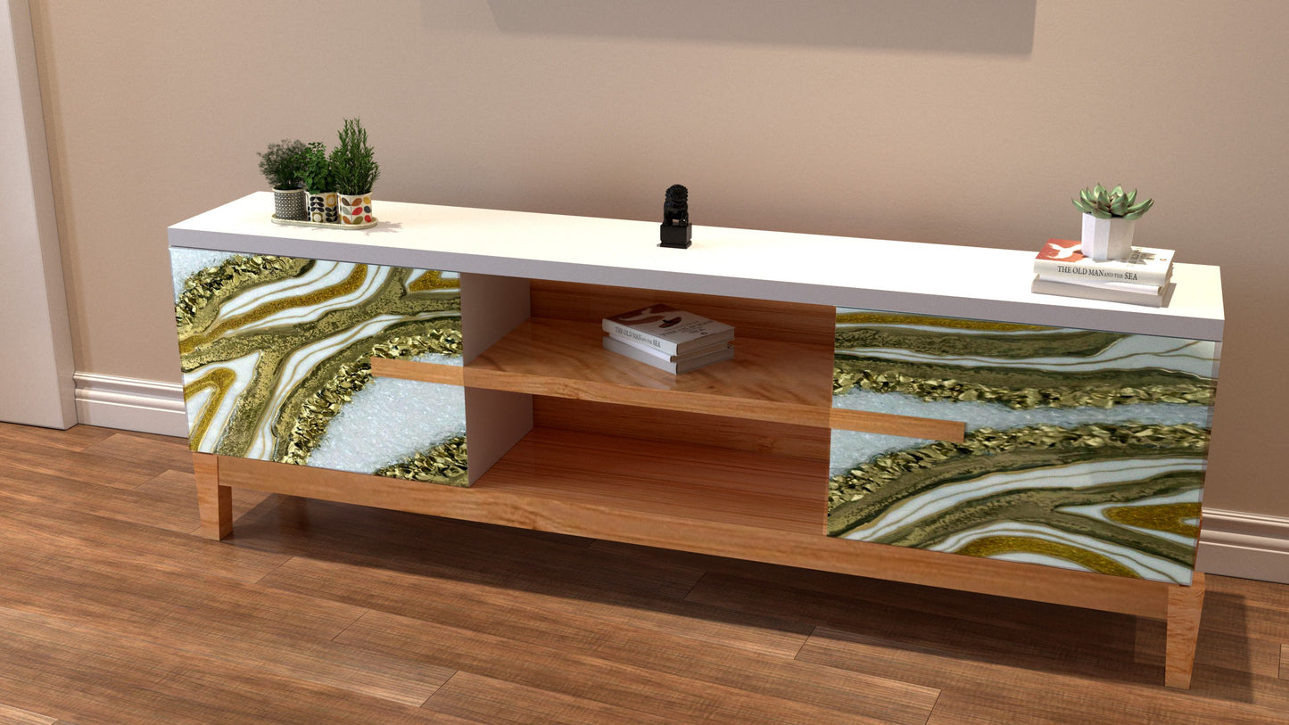 Media Console Table – Modern Resin & Wood Entertainment Unit | Fankaarlok