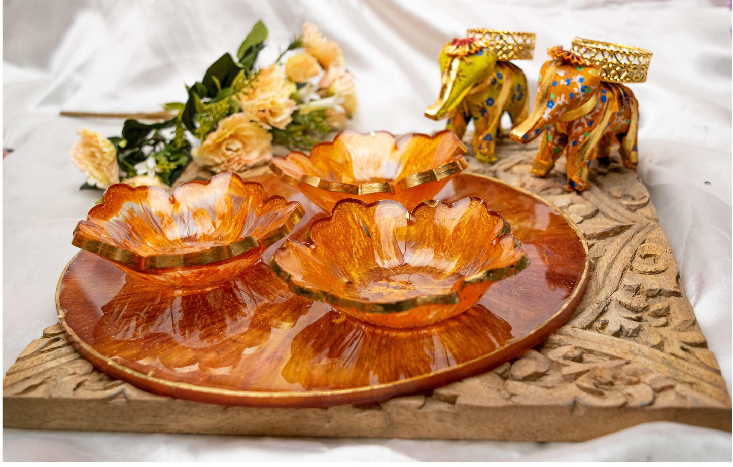 Premium Dry Fruit Serving Set | Luxury Handcrafted Platter with Bowls - Fankaarlok