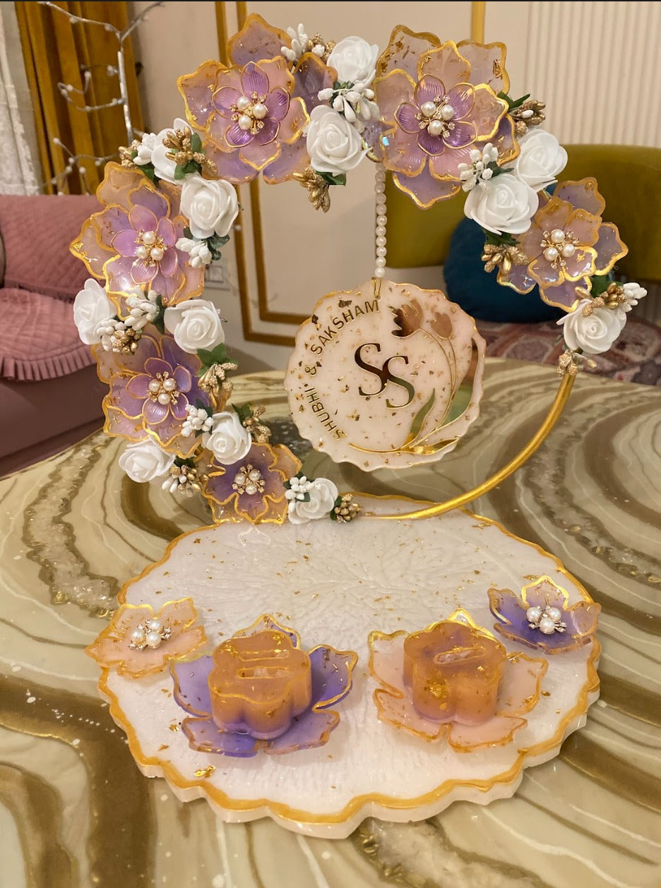 Luxury Floral Resin Ring Holder | Engagement Ring Platter by Fankaarlok