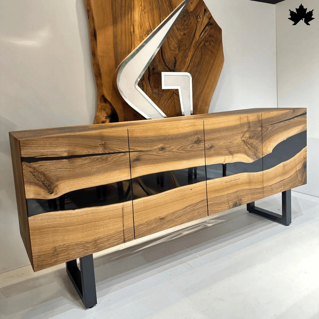 Modern TV Cabinet Design – Solid Wood & Black Resin TV Unit | Fankaarlok