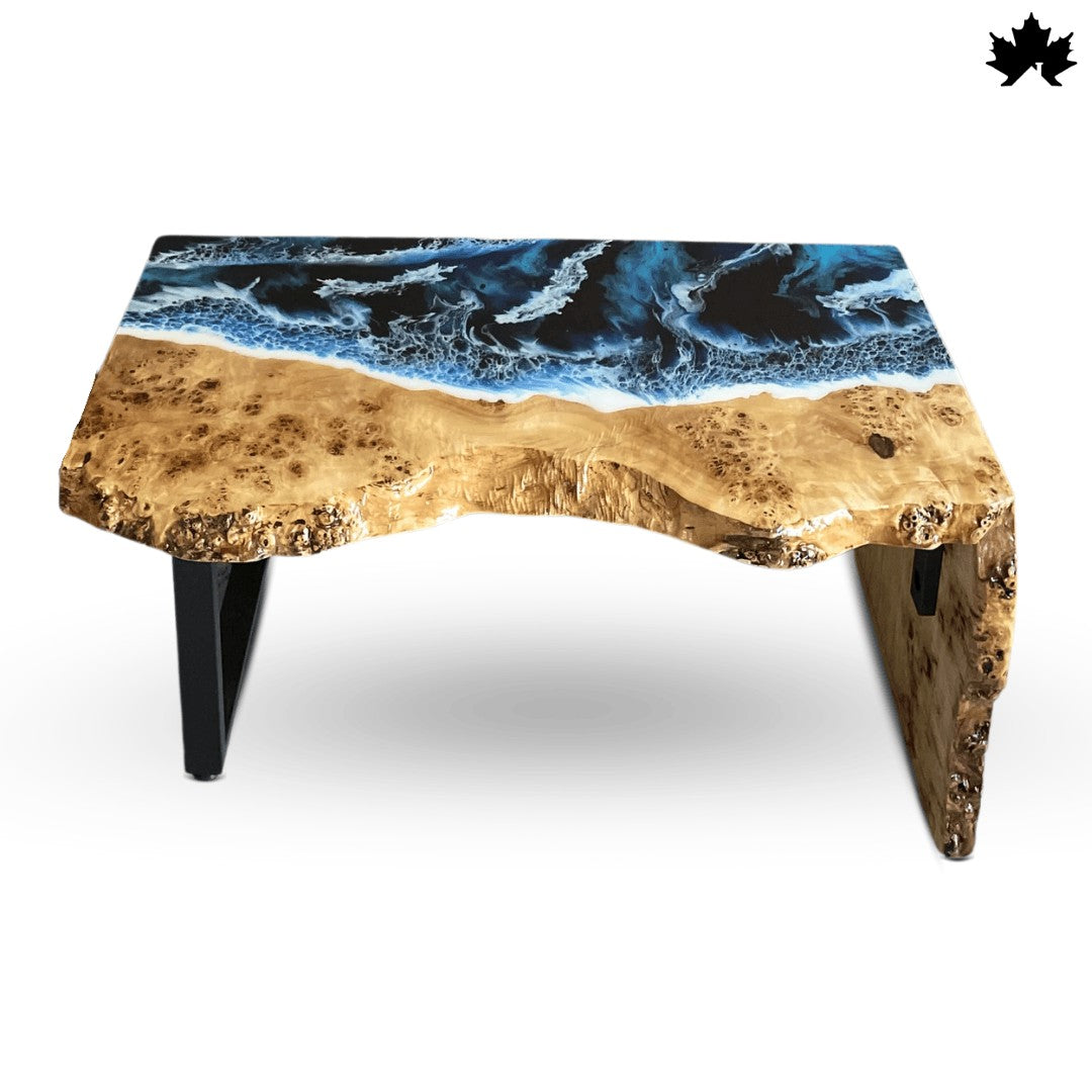 Azure Wave Luxe – Designer Ocean Center Table with Resin Art | Fankaarlok