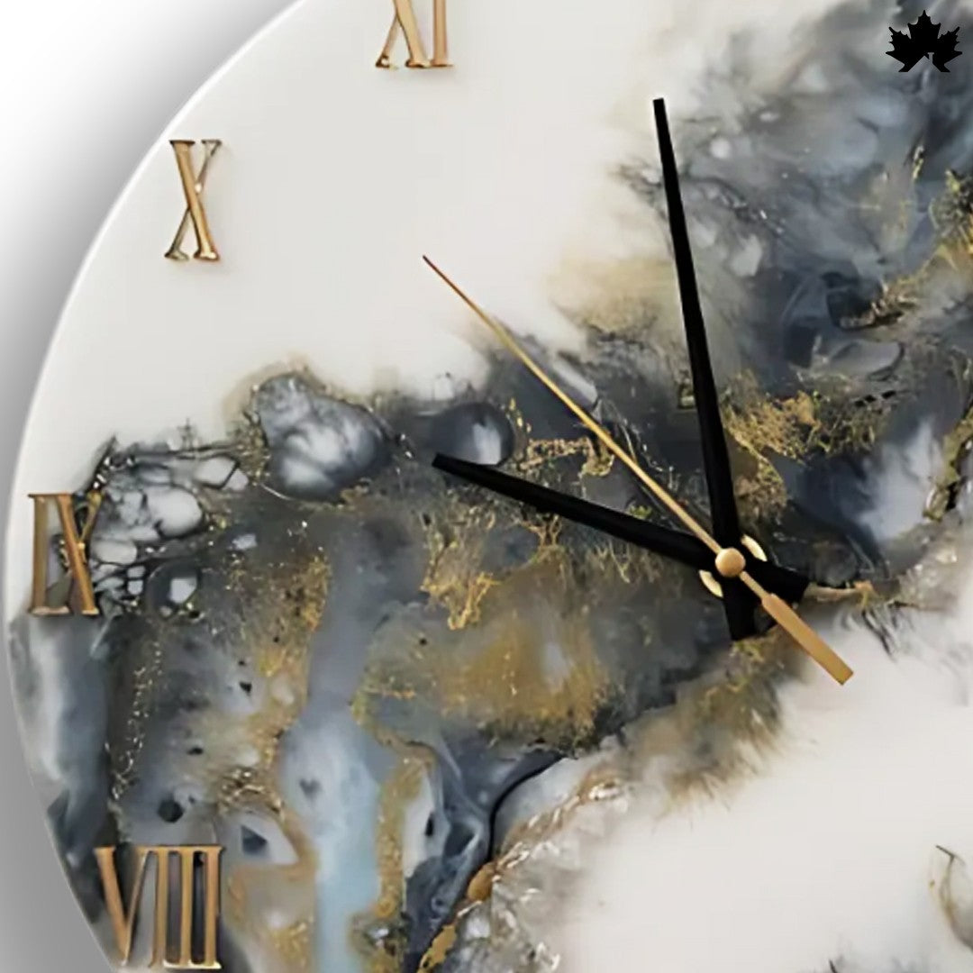 Marble Swirl Resin Clock – Stylish Wall Clock for Bedroom by Fankaarlok