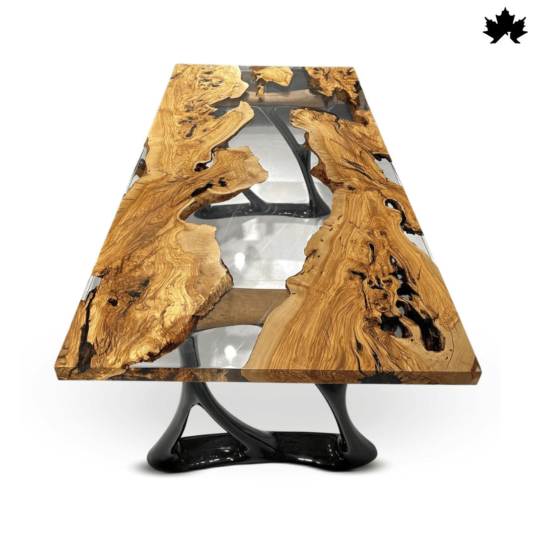 Luxury Dining Table in Zirakpur – Olive Wood Epoxy River Table | Fankaarlok