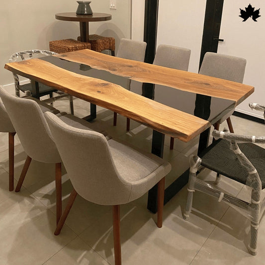 Contemporary Dining Table – Black Epoxy River Table | Fankaarlok