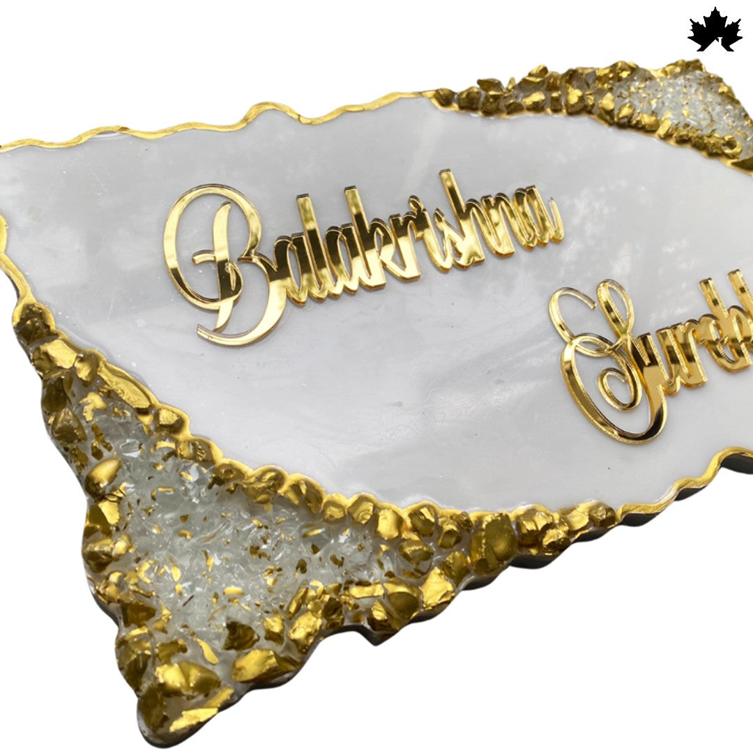 Waterproof Outdoor Nameplate for Home | Elegant Custom Nameplate with Gold Accents