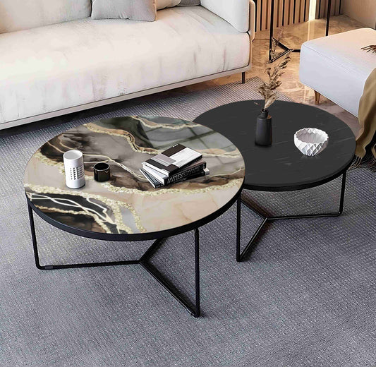 Nested Tables for Living Room – Modern Luxury Epoxy & Metal Set | Fankaarlok