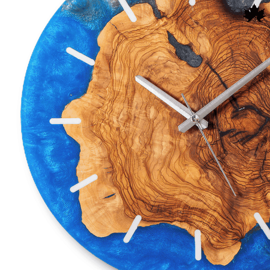 Blue & Grey with Natural Wood | Bedroom Home Decor Clock by Fankaarlok