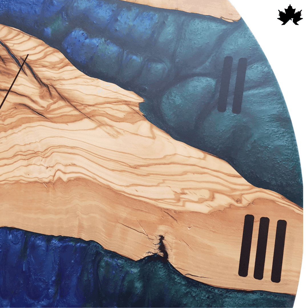 Blue & Teal Epoxy River Design | Big Wooden Wall Clock by Fankaarlok