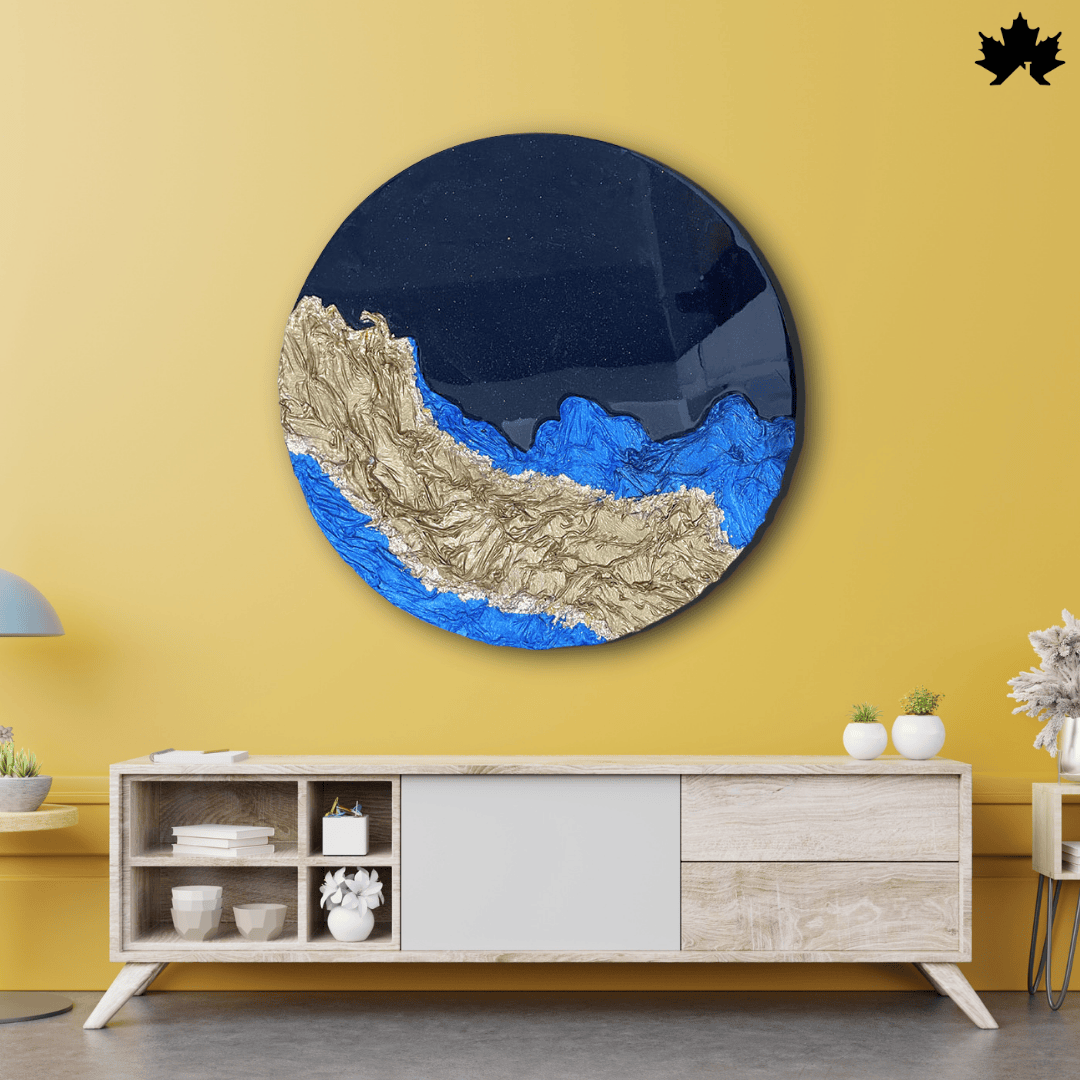 Midnight Coast Round – Resin 3D Wall Art for Home | Fankaarlok