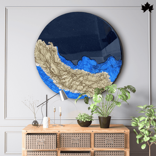 Midnight Coast Round – Resin 3D Wall Art for Home | Fankaarlok