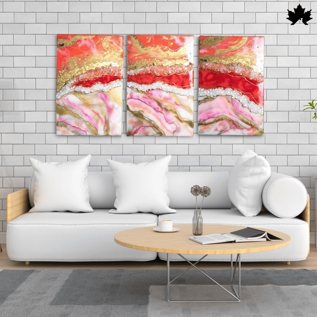 Rosé Crystal Wave – Resin Premium Art Panel for Living Room | Fankaarlok
