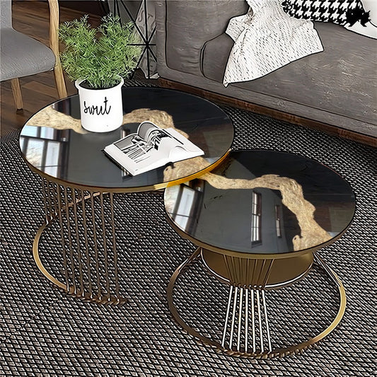 Round Nesting Table Set – Modern Black & Gold Epoxy Tables | Fankaarlok
