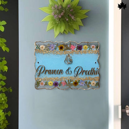 Floral Designer Nameplate for Main Door | Custom Handcrafted Couple Nameplate