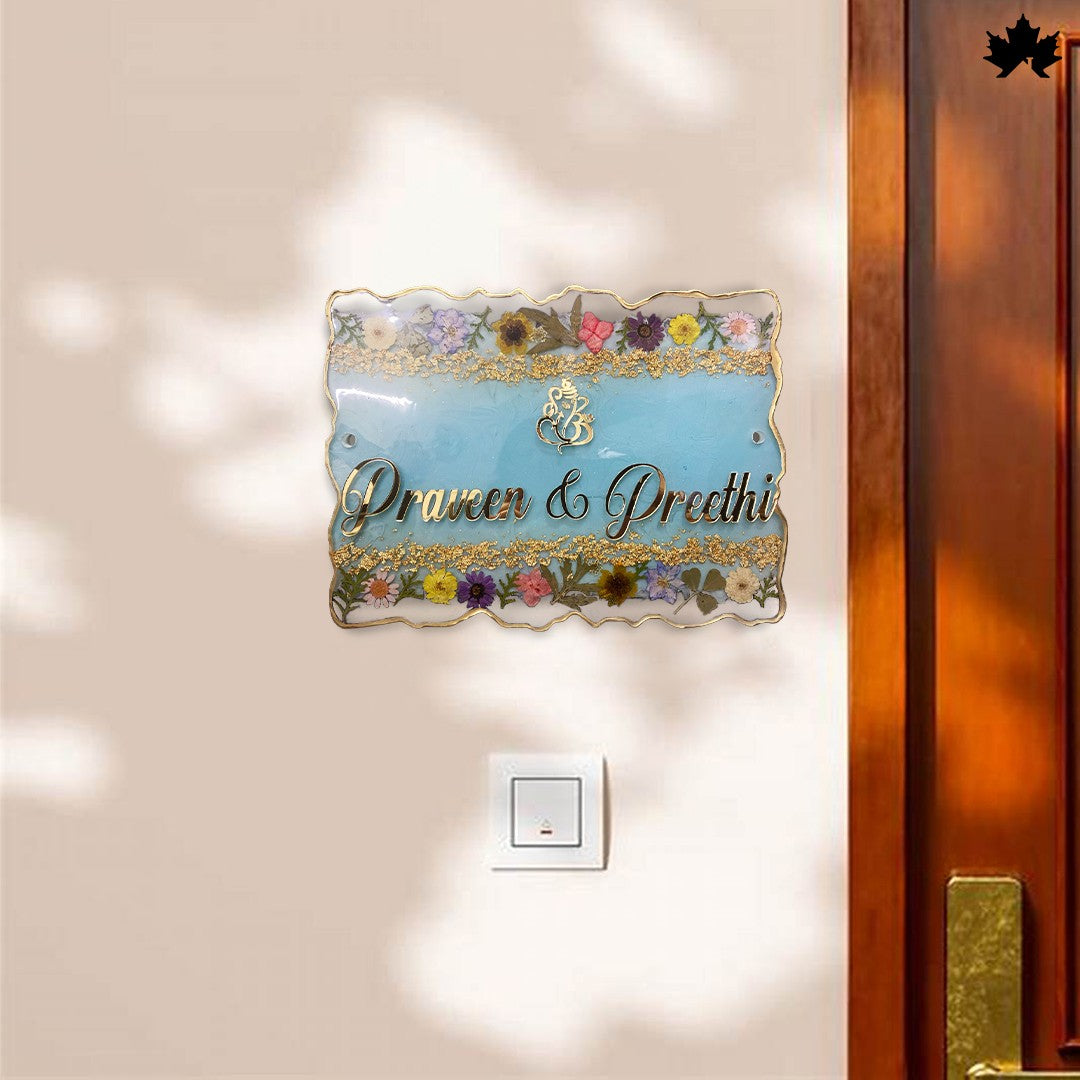 Floral Designer Nameplate for Main Door | Custom Handcrafted Couple Nameplate