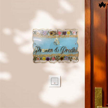 Floral Designer Nameplate for Main Door | Custom Handcrafted Couple Nameplate
