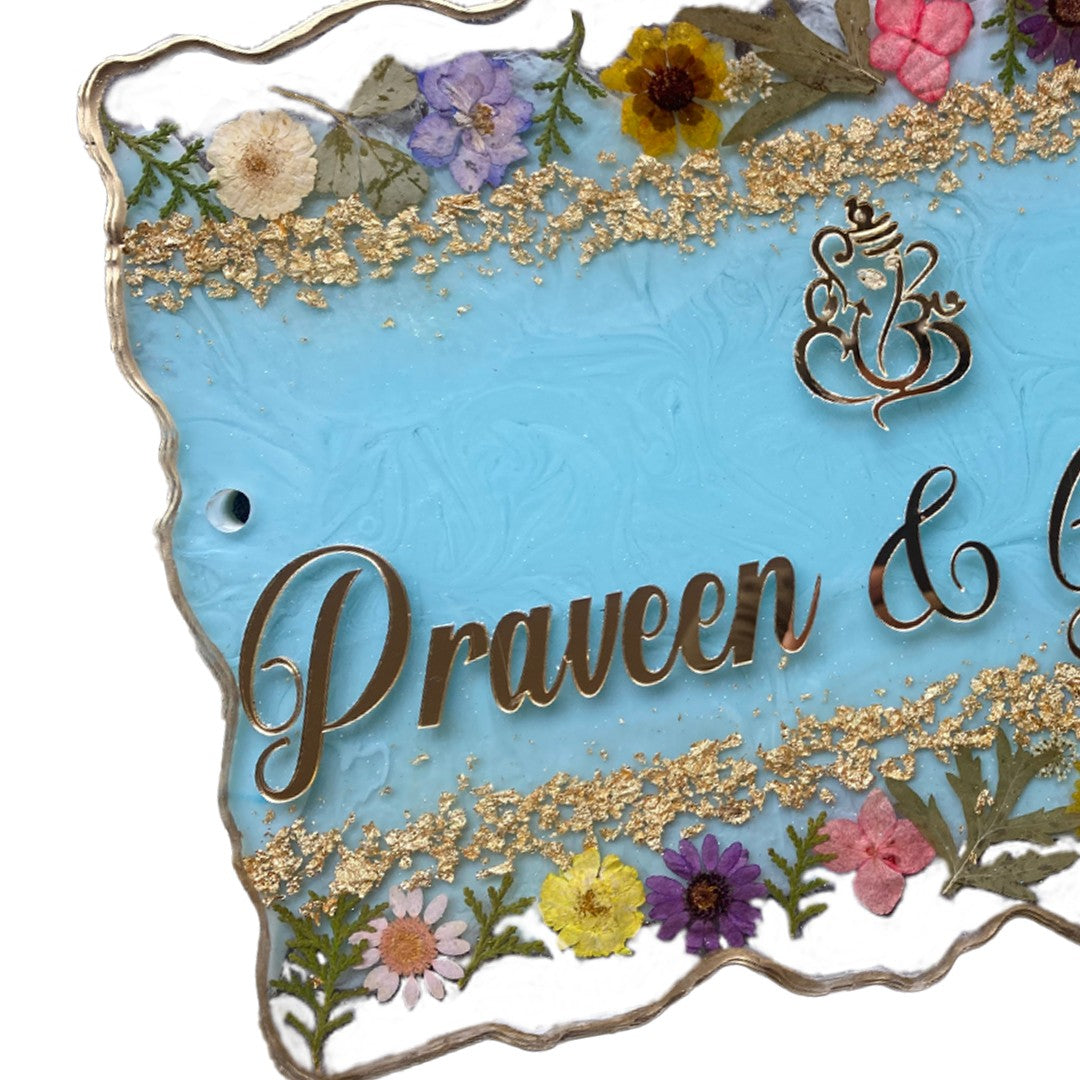 Floral Designer Nameplate for Main Door | Custom Handcrafted Couple Nameplate