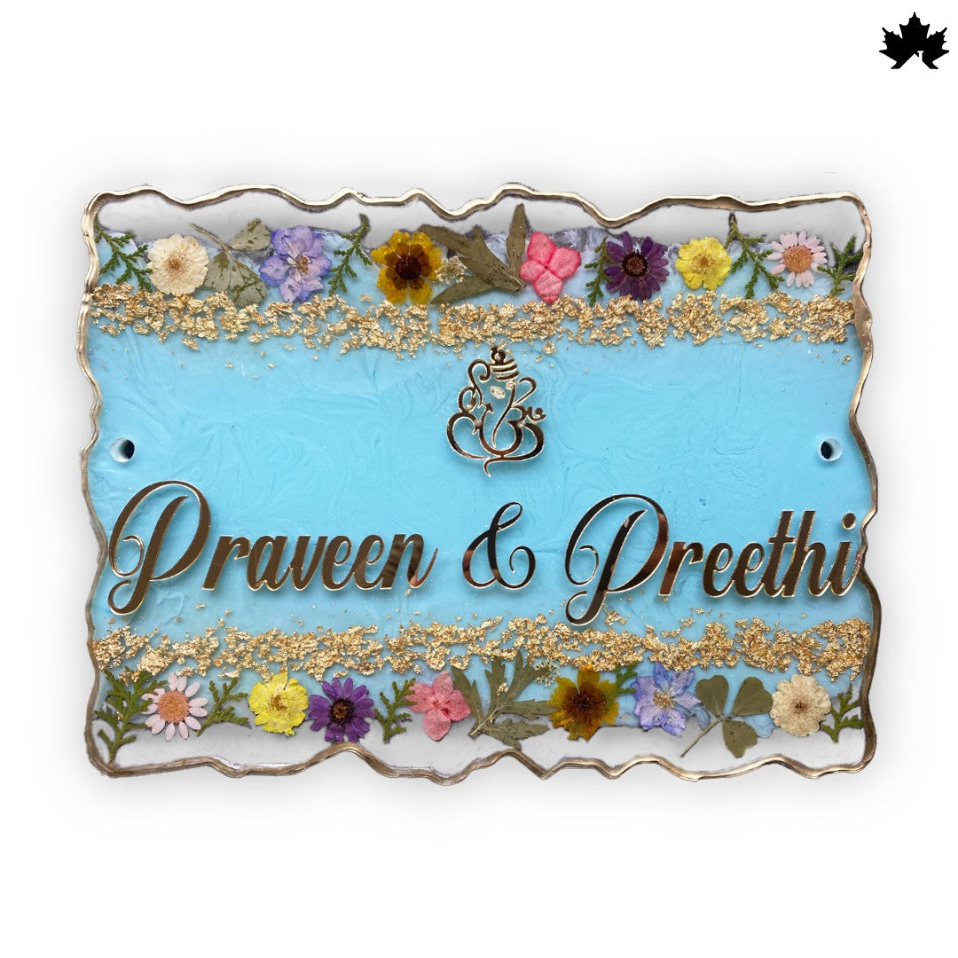 Floral Designer Nameplate for Main Door | Custom Handcrafted Couple Nameplate