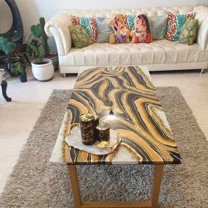 Golden Swirl Elegance – Buy Luxury Center Table Online | Fankaarlok