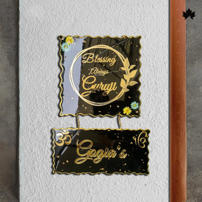 Gold Accent Custom Nameplate for Home | Buy Resin Nameplate Online India
