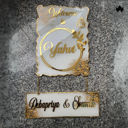 Gold Accent Custom Nameplate for Home | Buy Resin Nameplate Online India