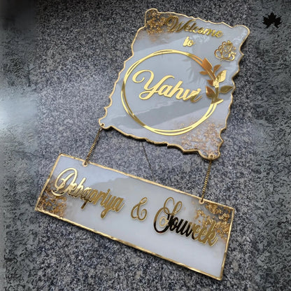 Gold Accent Custom Nameplate for Home | Buy Resin Nameplate Online India