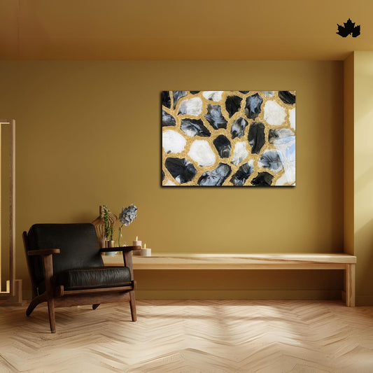 Golden Stone Cluster – Resin Premium Art Panel for Living Room | Fankaarlok