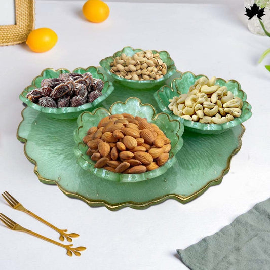Luxury Dry Fruit Platter Set | Designer Platter with 4 Bowls - Fankaarlok