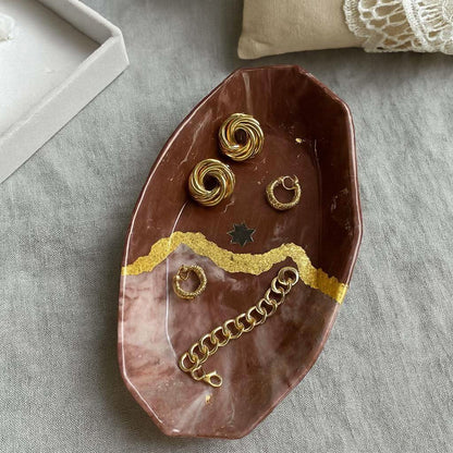 Buy Velvet Jewellery Tray Online- Deep Maroon Velvet Jewellery Tray with Gold Foil - Fankaarlok