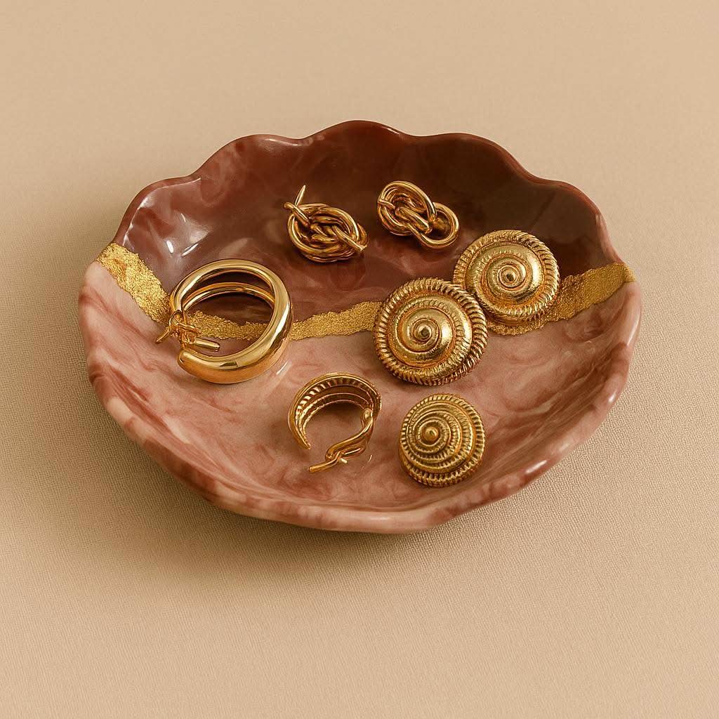 Regal Maroon Luxury Jewelry Organizer Tray with Golden Accents | Fankaarlok - Fankaarlok