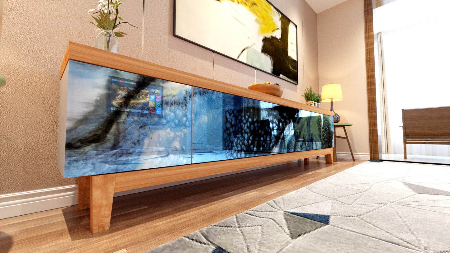 TV Table for Living Room – Artistic Resin & Wood Media Unit | Fankaarlok
