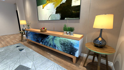 TV Table for Living Room – Artistic Resin & Wood Media Unit | Fankaarlok