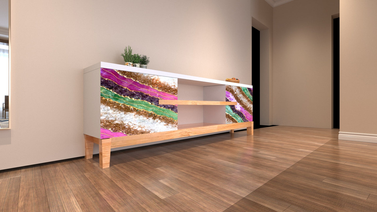 Wooden TV Console – Modern Resin & Wood Entertainment Unit | Fankaarlok