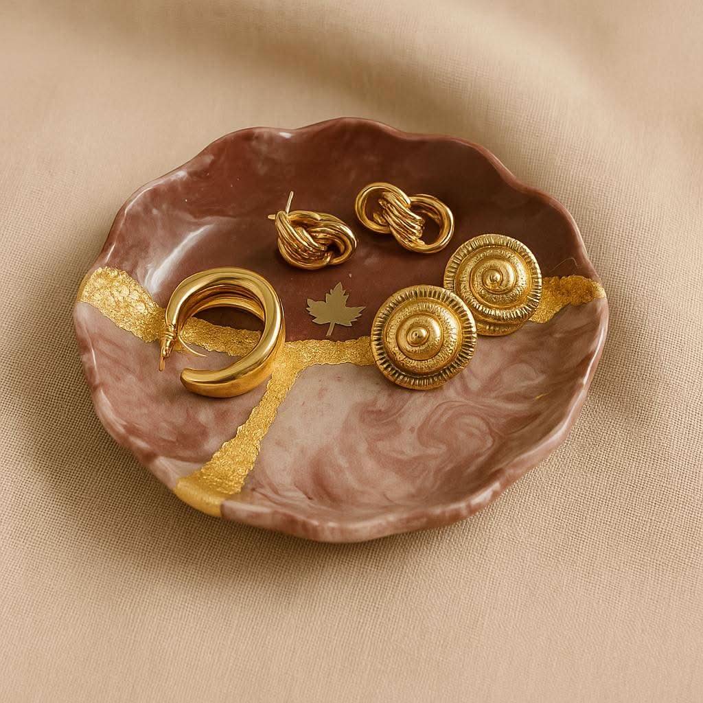 Regal Maroon Luxury Jewelry Organizer Tray with Golden Accents | Fankaarlok - Fankaarlok