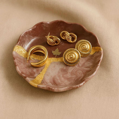 Regal Maroon Luxury Jewelry Organizer Tray with Golden Accents | Fankaarlok - Fankaarlok