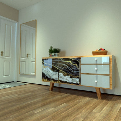 Living Room Console Table – Modern Wood & Resin Storage Cabinet | Fankaarlok