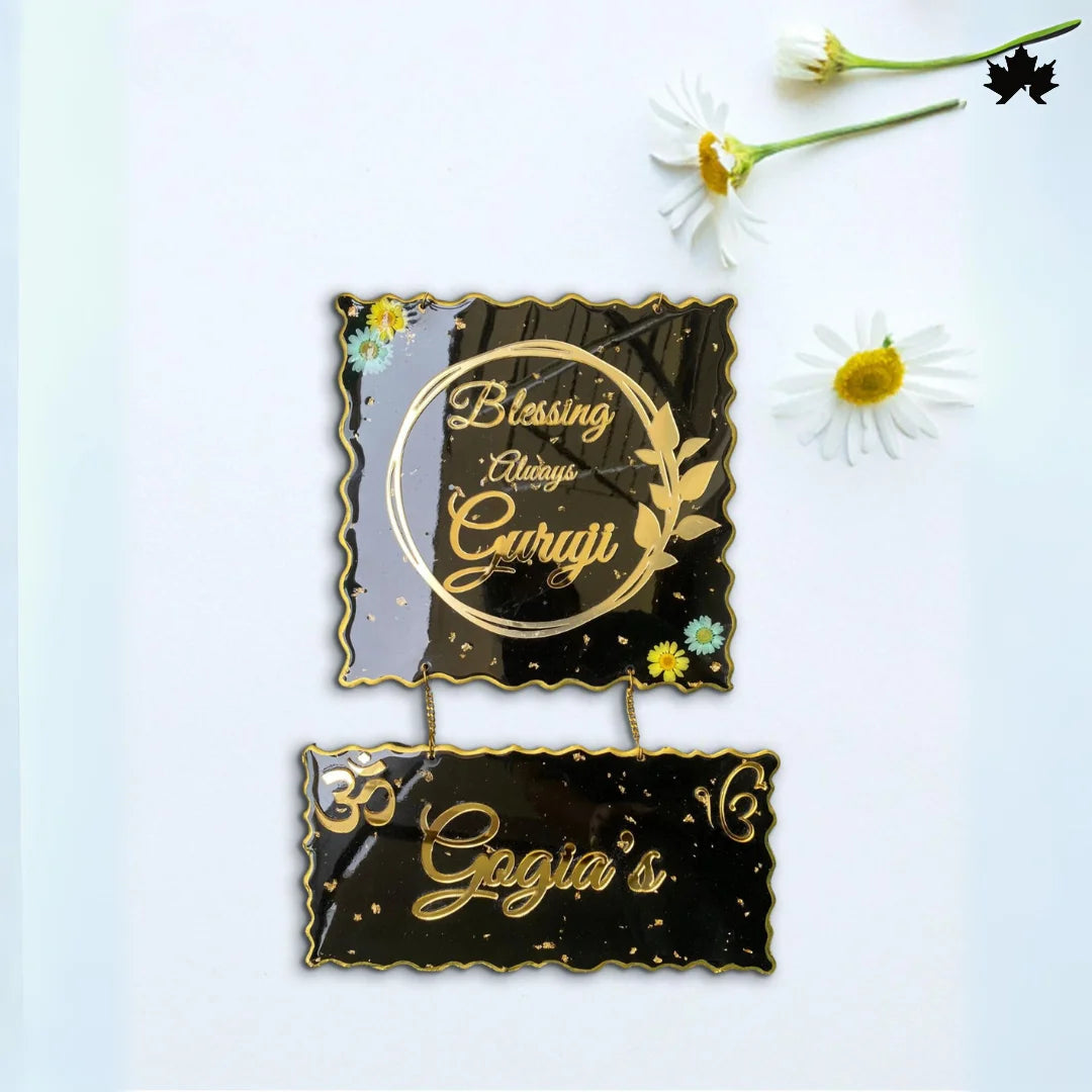 Gold Accent Custom Nameplate for Home | Buy Resin Nameplate Online India