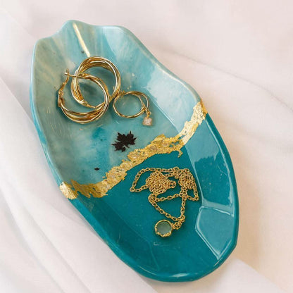 Aqua Luxe Jewelry Tray Gift for Her with Golden Detailing | Fankaarlok - Fankaarlok