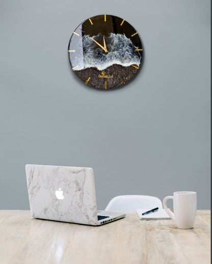 Ocean Wave Resin Clock – Minimal Design | Handcrafted Wall Clock by Fankaarlok