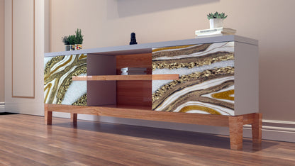 Media Console Table – Modern Resin & Wood Entertainment Unit | Fankaarlok