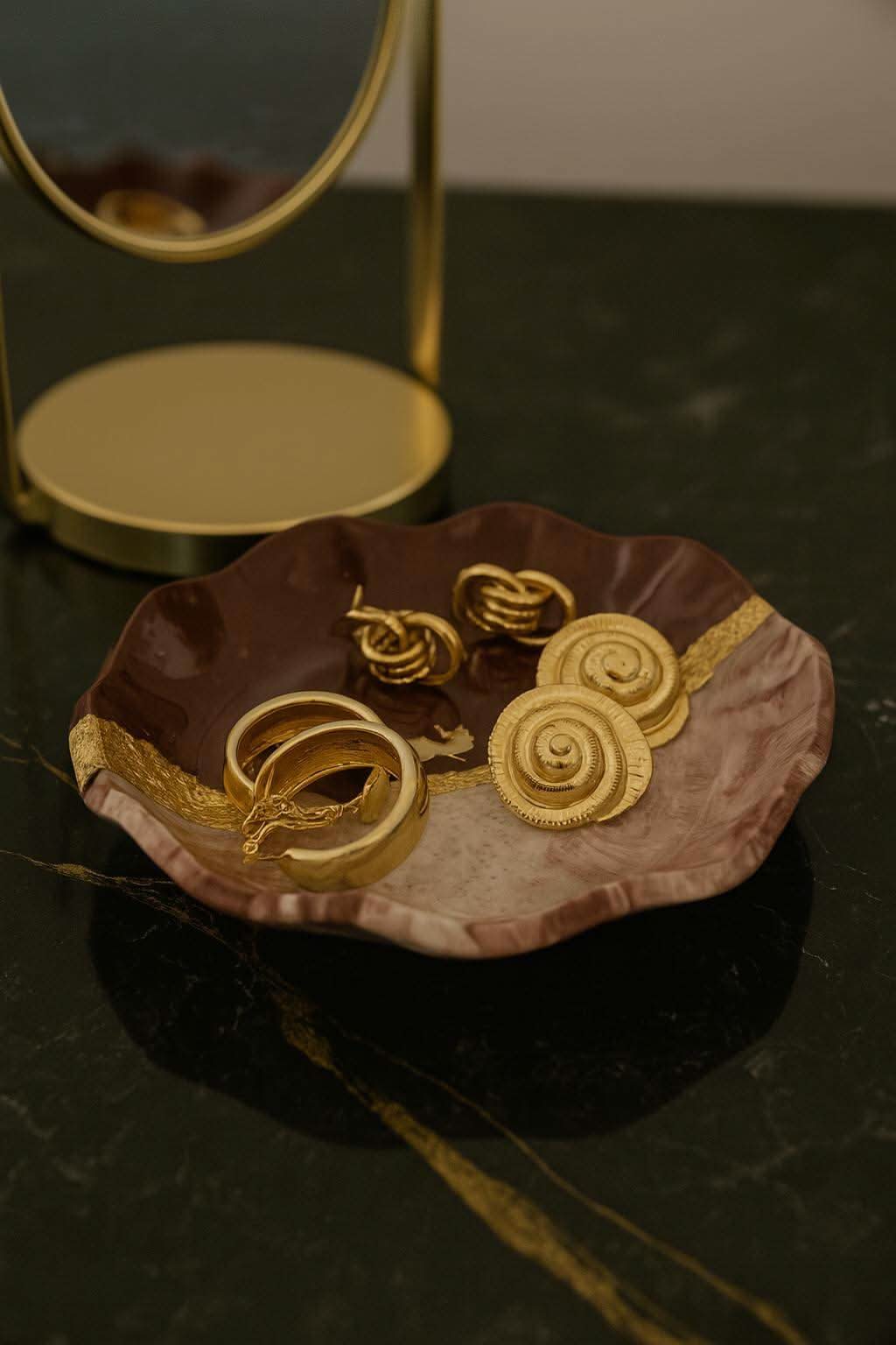 Regal Maroon Luxury Jewelry Organizer Tray with Golden Accents | Fankaarlok - Fankaarlok