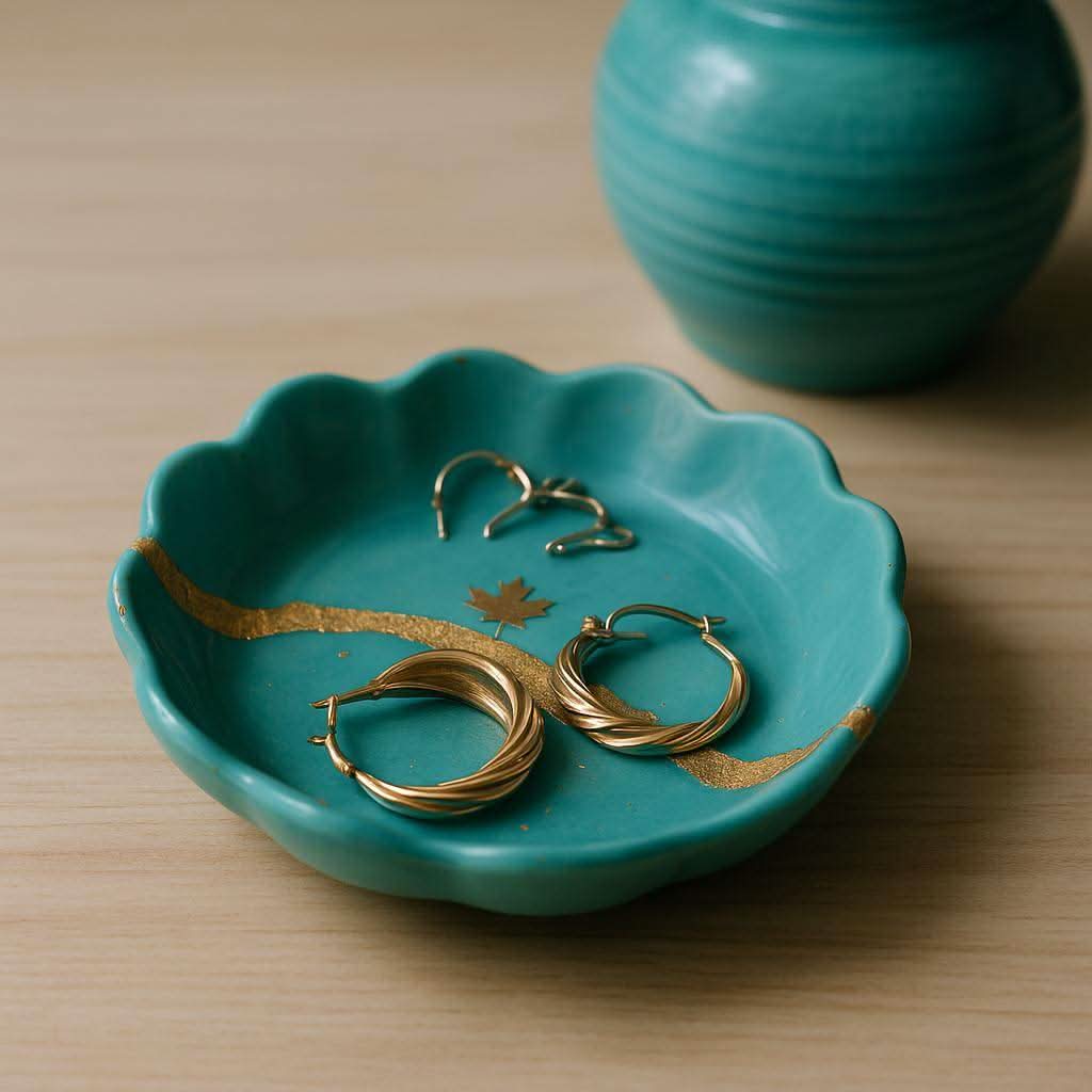 Emerald Shine Dresser Jewelry Tray with Golden Detailing | Fankaarlok - Fankaarlok