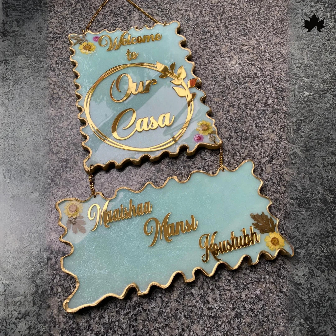 Gold Accent Custom Nameplate for Home | Buy Resin Nameplate Online India